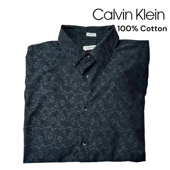 Calvin klein (EUC) 100% Cotton Men’s Long Sleeve Button Up Shirt, Size Large - Picture 10 of 10